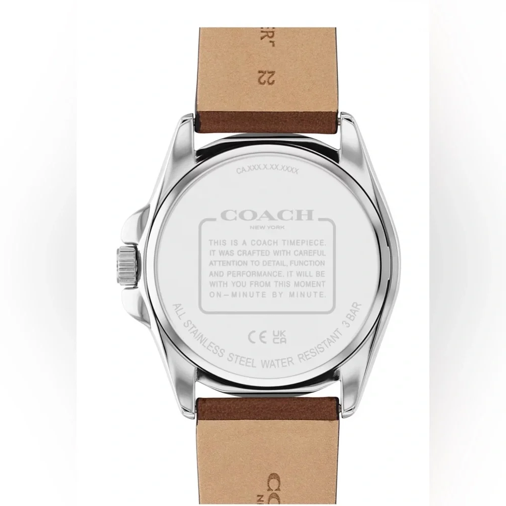 Coach Men's Greyson Brown Leather Strap Watch